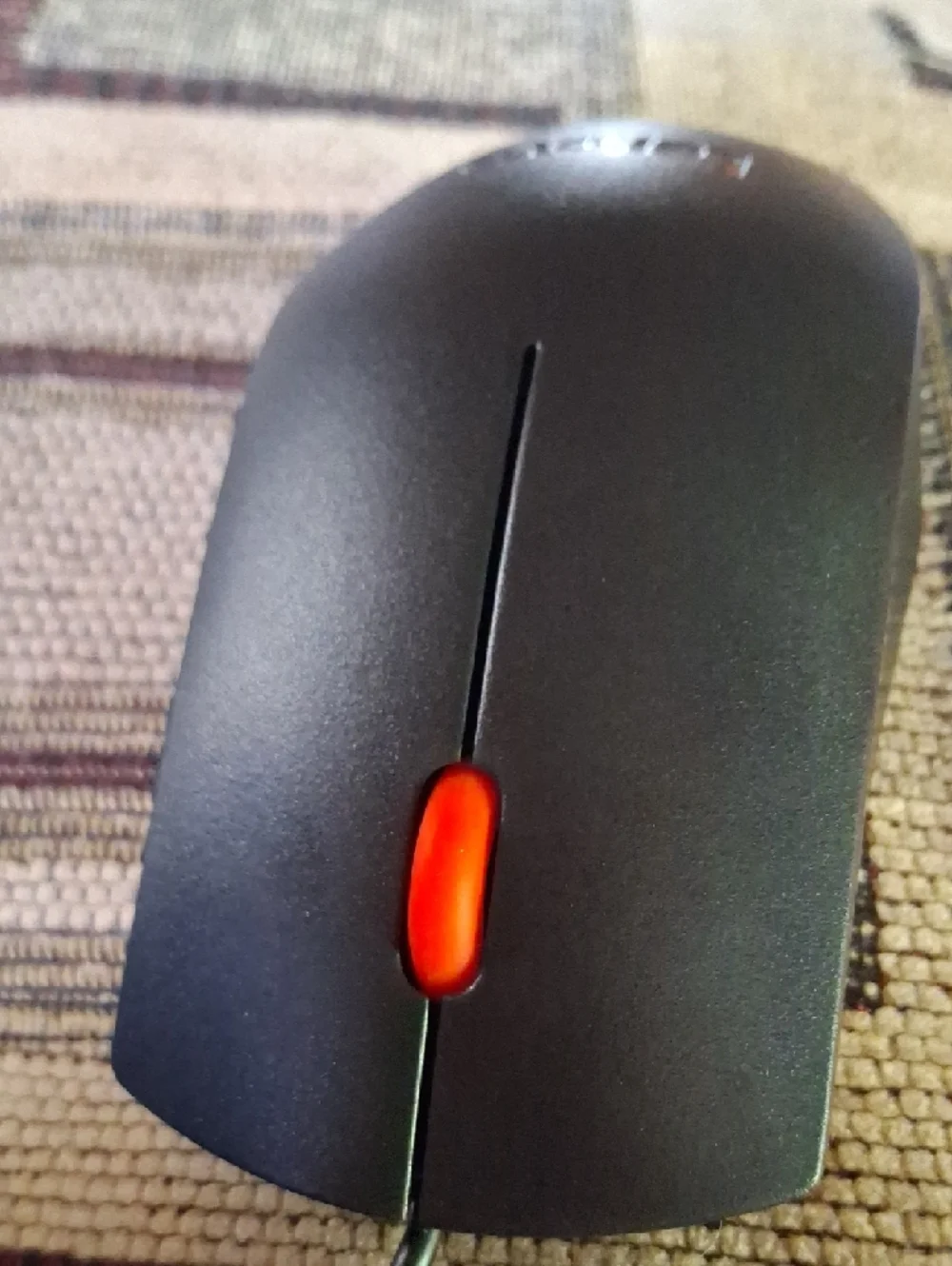 Lenovo Black Wired USB Mouse with Red Scroll